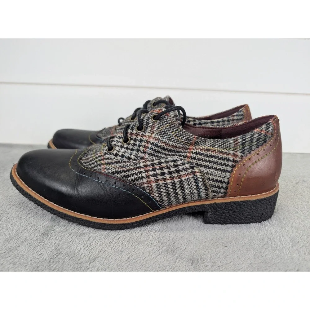 L'Artiste Spring Step Oxford Shoe Women 9.5 Plaid Wingtip Dark‎ Academia Twee